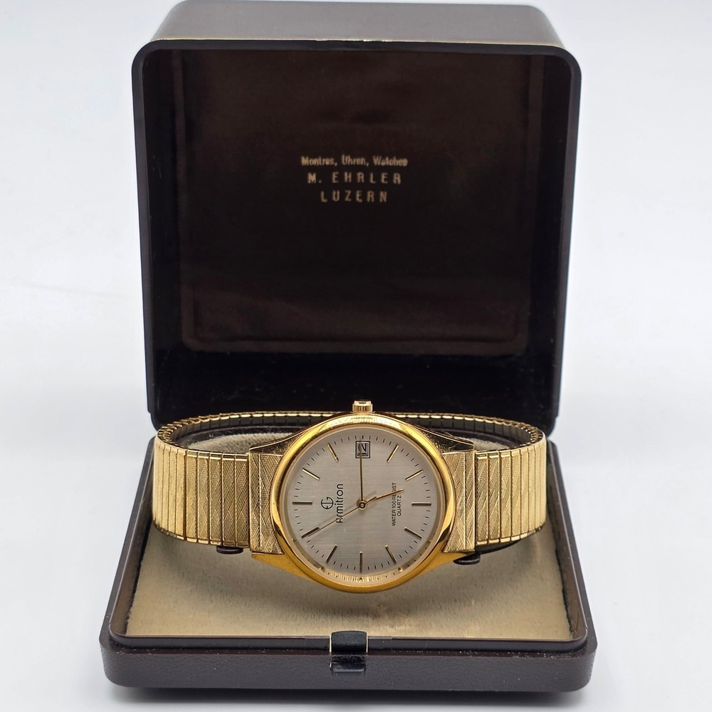 Armitron Watch Gold‎ Tone Mens Expansion Band Silver Dial Water Resist Quartz